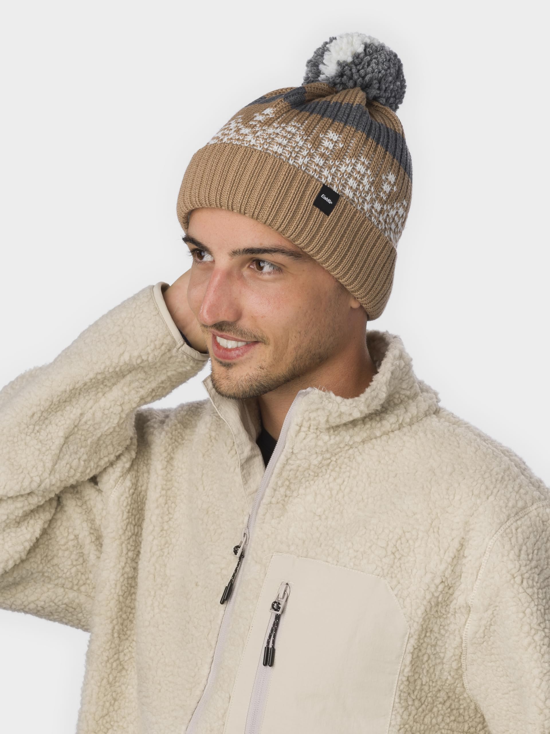 eisb-r-star-norrak-pompon-m-tze-cappuccino-merino-bommelm-tze image 6