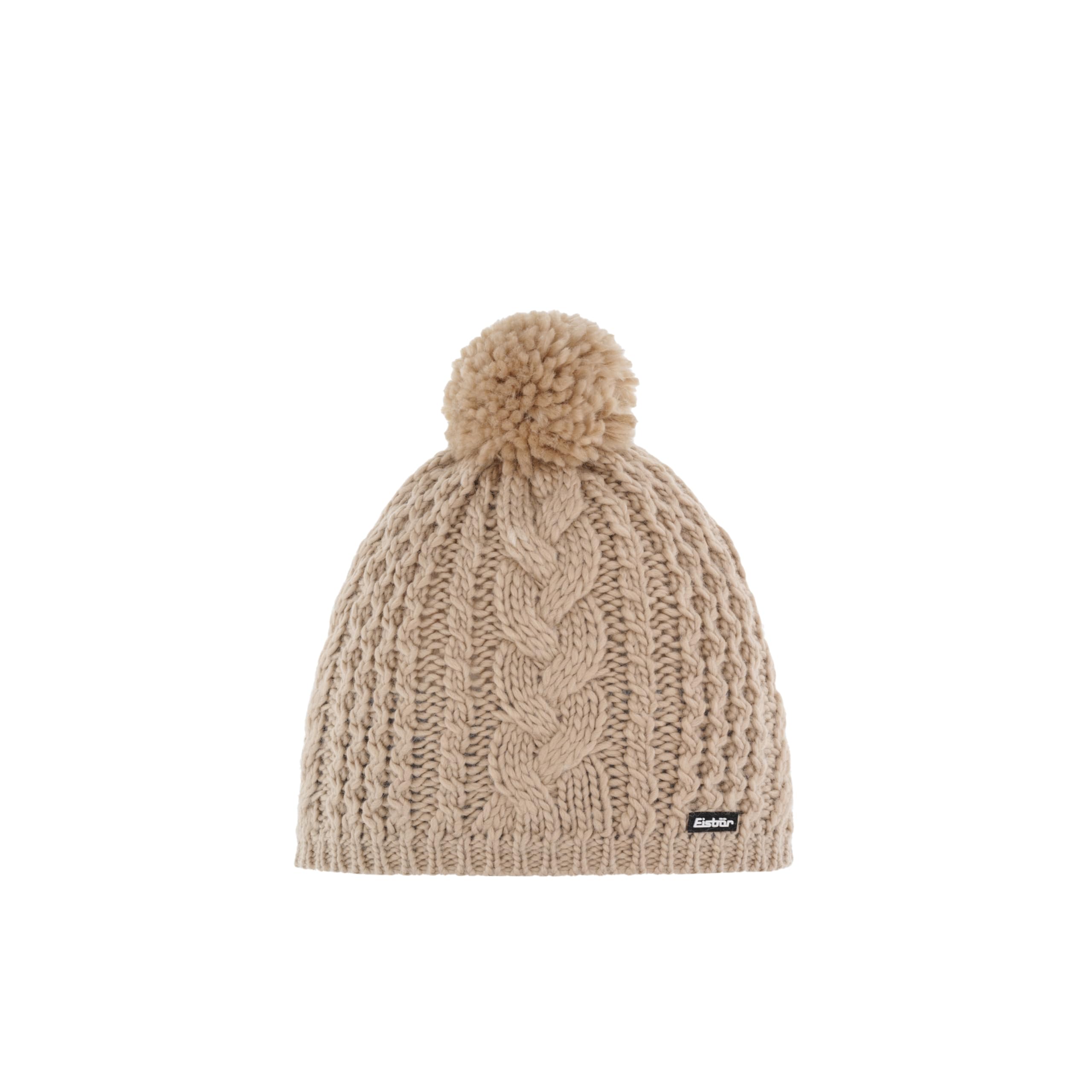 eisb-r-afra-pompon-m-tze-beige-merino-zopfmuster-damen image 1