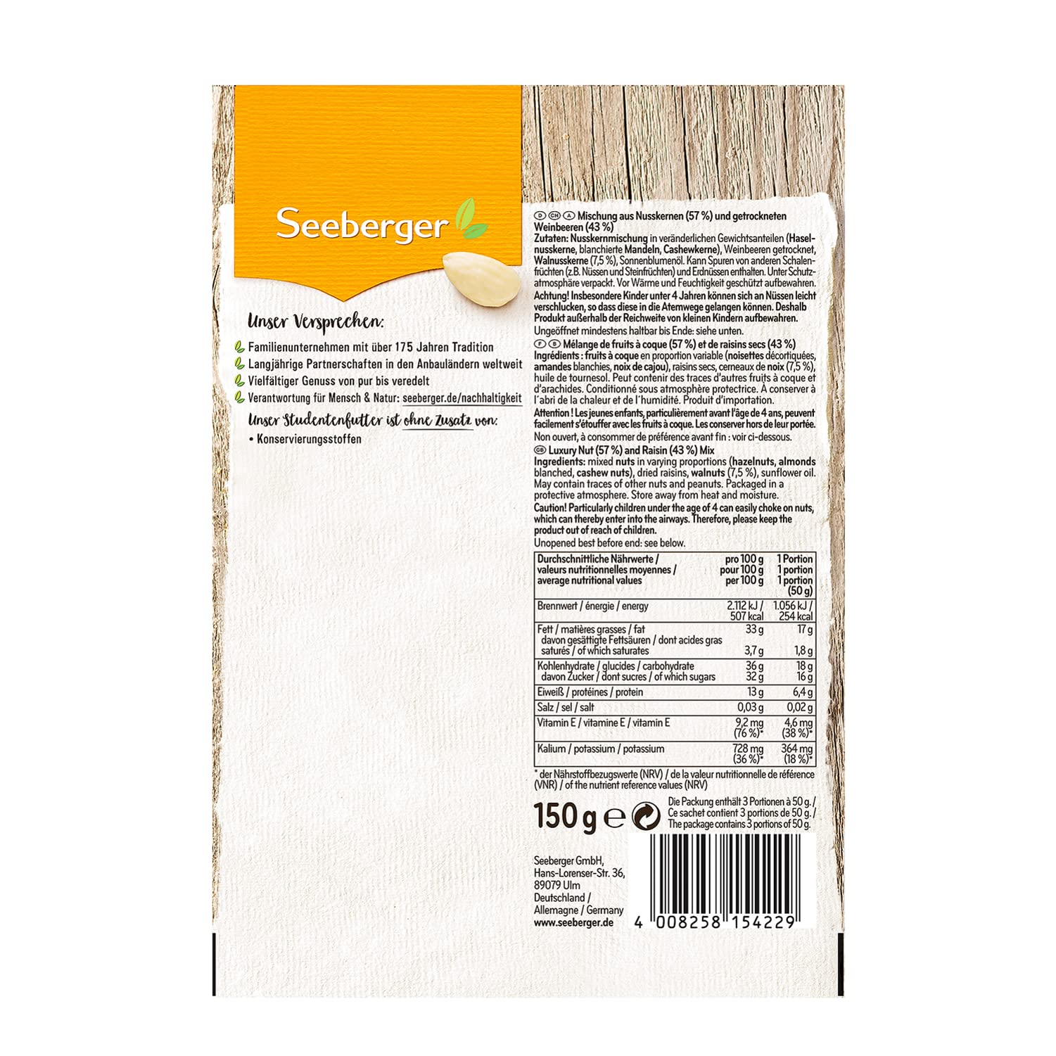 seeberger-studentenfutter-nuss-frucht-mischung-150-g-klassisch image 2