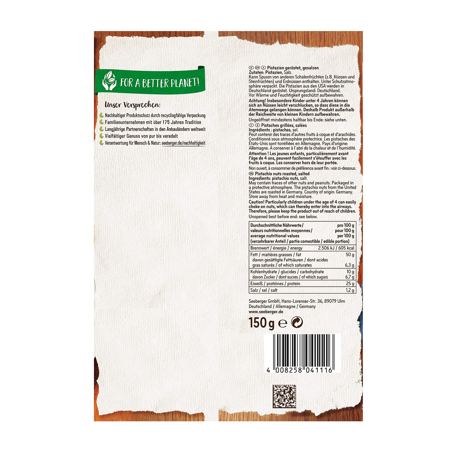 seeberger-n-sse-kerne-pistazien-ger-stet-gesalzen-150-g image 1