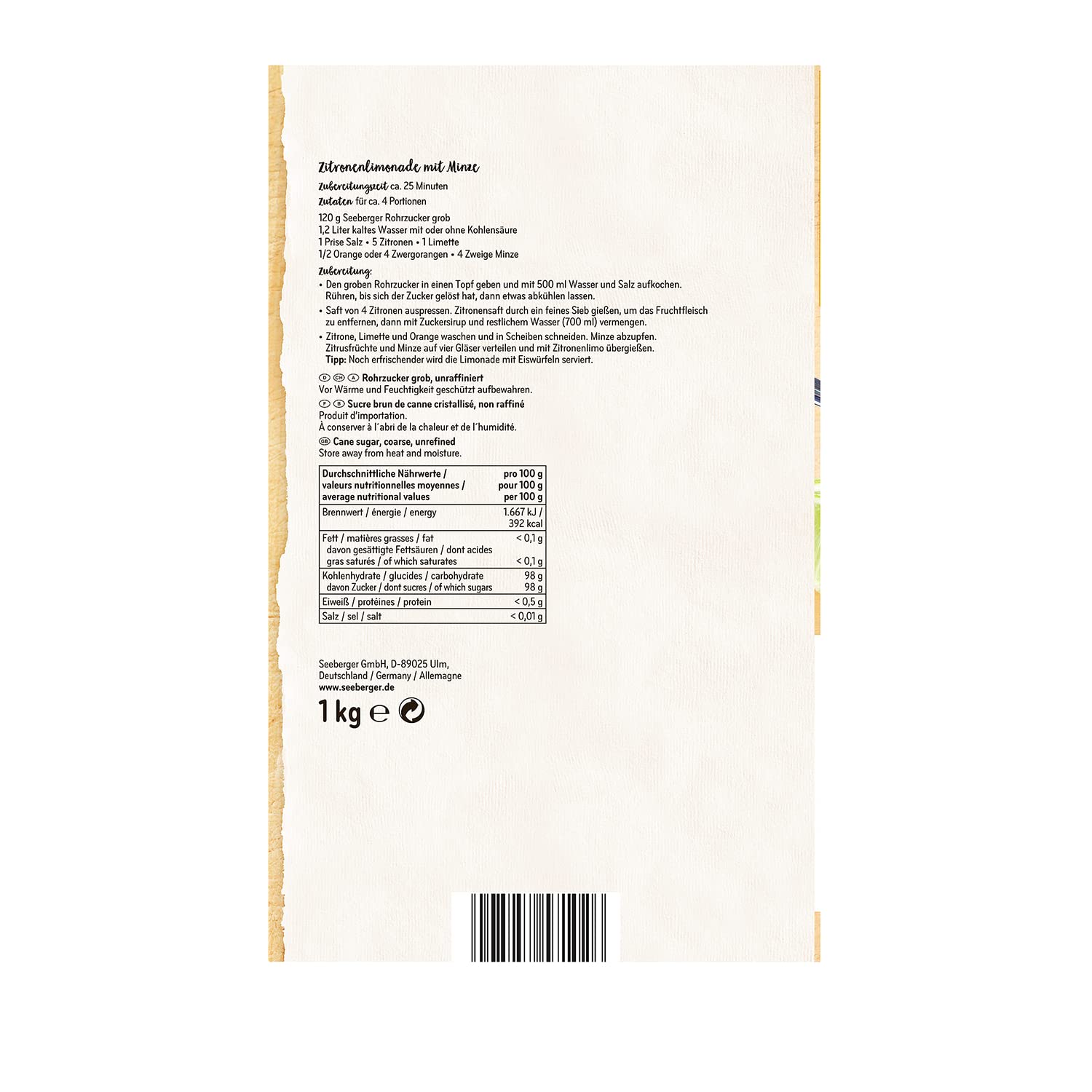 seeberger-rohrzucker-grob-1-kg-unraffiniert-vegan image 2